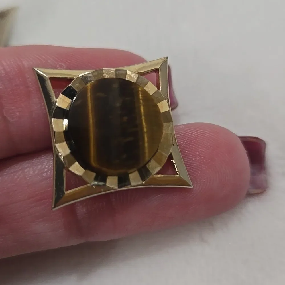 Cufflinks With Natural Tigers Eye Stone